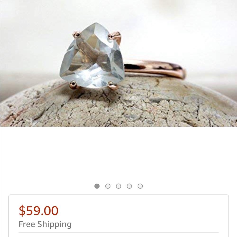 Crystal Quartz Triangle Ring W/ Gold Band